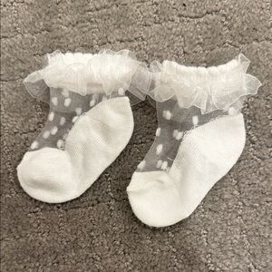 Sheer White Ruffle Socks Newborn
